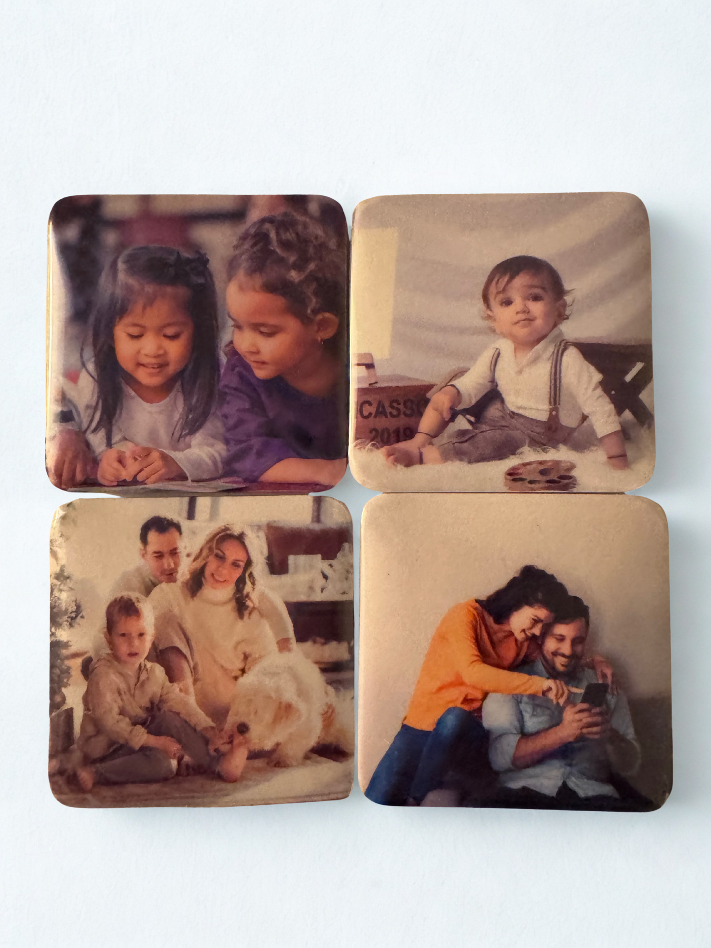 12 - 2in x 2in Square Custom Photo Magnets or Pins