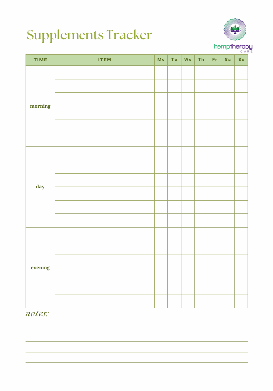 Planner Refill - Supplement Tracker